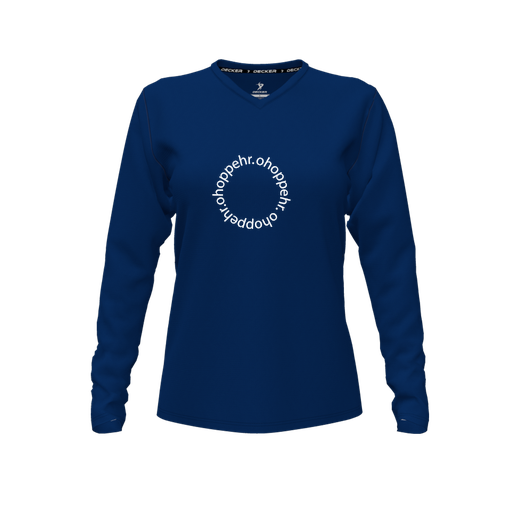 [FTLVCFNV-FYXS-LOGO2] Decker Comfort T-Shirt (Female Youth XS, Navy, V Neck, Logo 2, Long Sleeve)