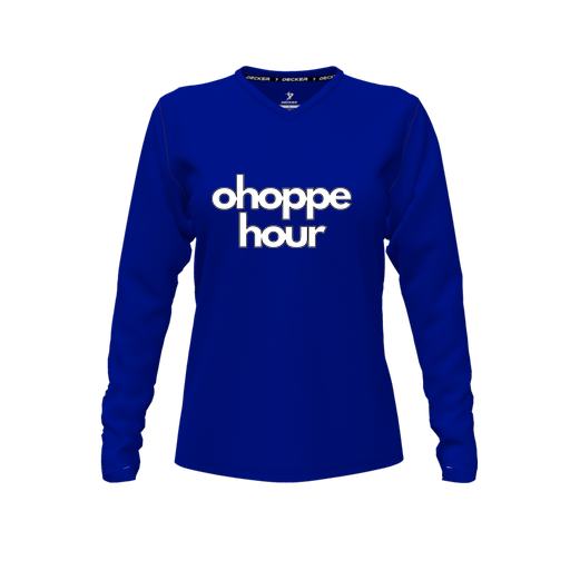 [FTLVCFRY-FYXS-LOGO1] Decker Comfort T-Shirt (Female Youth XS, Royal, V Neck, Logo 1, Long Sleeve)
