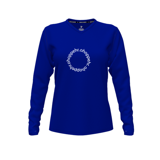 [FTLVCFRY-FYXS-LOGO2] Decker Comfort T-Shirt (Female Youth XS, Royal, V Neck, Logo 2, Long Sleeve)