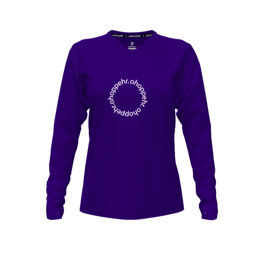 [FTLVCFPP-FYXS-LOGO2] Decker Comfort T-Shirt (Female Youth XS, Purple, V Neck, Logo 2, Long Sleeve)