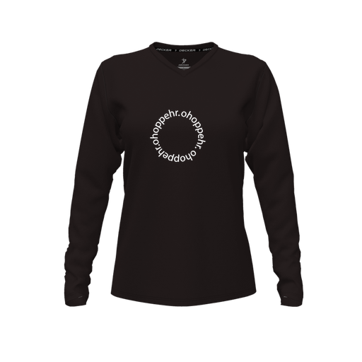 [FTLVPTBK-FYXS-LOGO2] Decker Performance T-Shirt (Female Youth XS, Black, V Neck, Logo 2, Long Sleeve)
