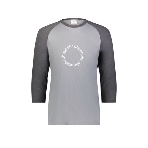 [6879.30V.S-LOGO2] Men's Vintage 3/4 Sleeve T-Shirt (Adult S, Gray, Logo 2)